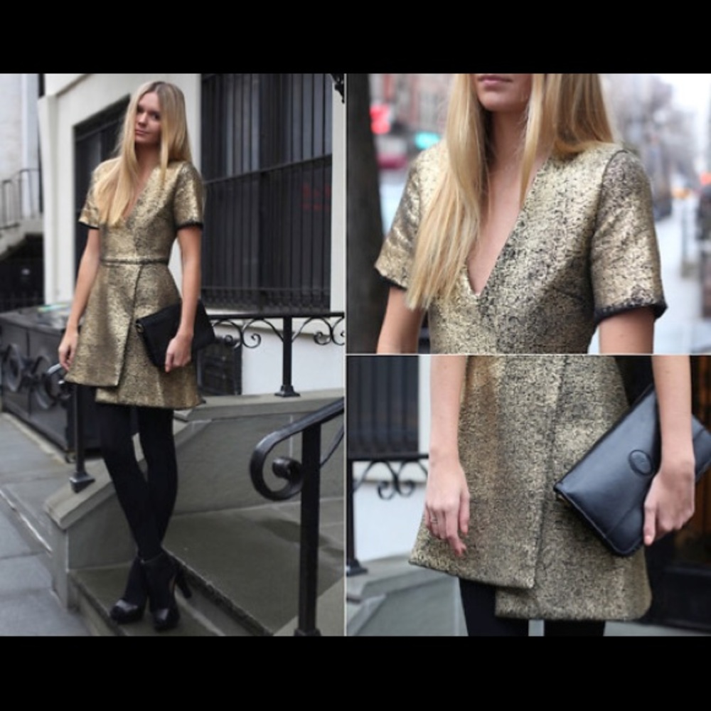 Gold and black Michael Lo Sordo asymmetrical dress size 10.